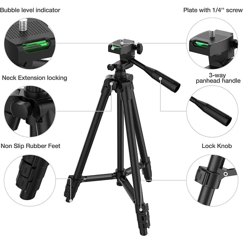 Live streaming stand aluminum alloy tripod with phone holder, digital single-lens reflex camera telescopic stand