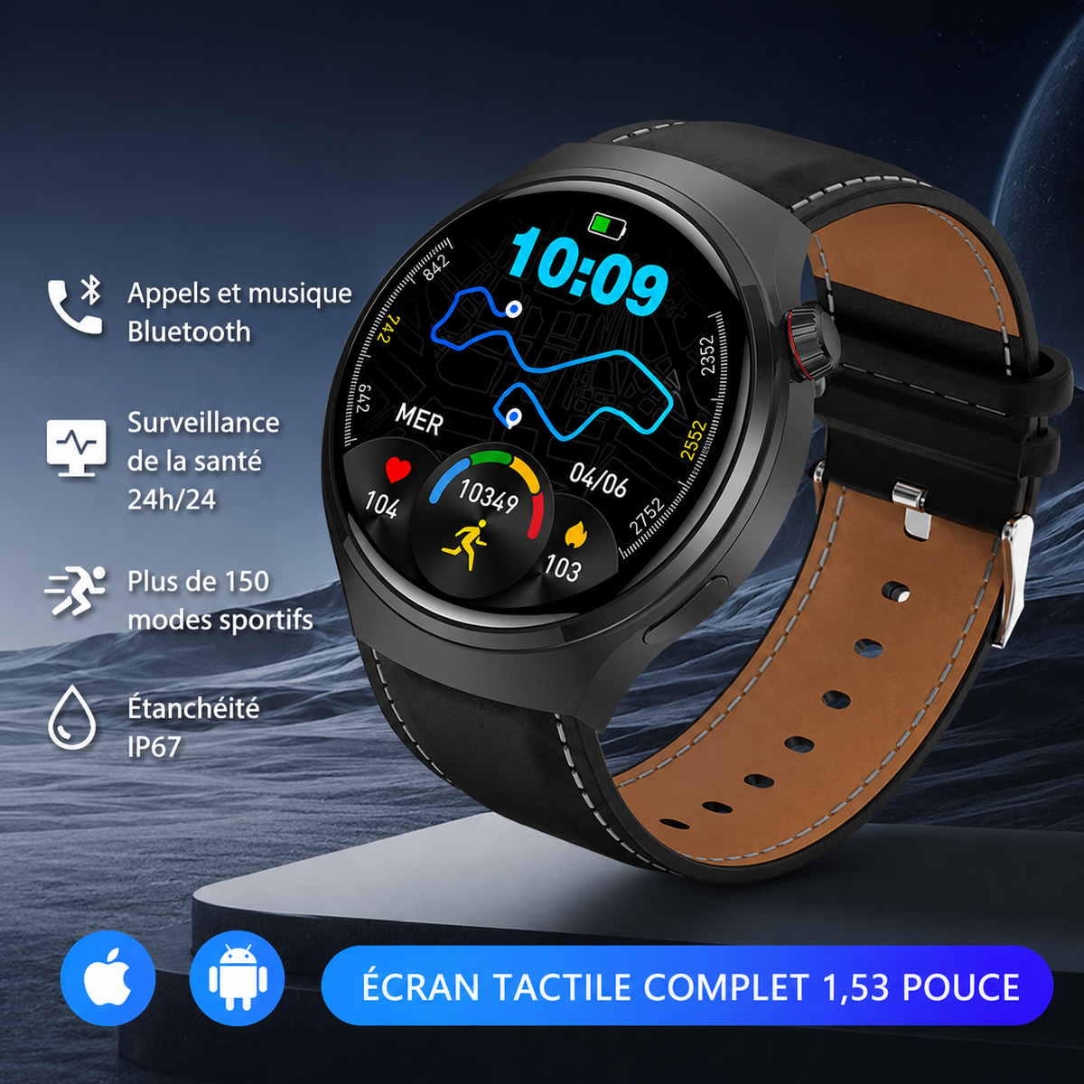 Montre Connectée Homme 5 Pro 2026 – GPS, NFC, Bluetooth