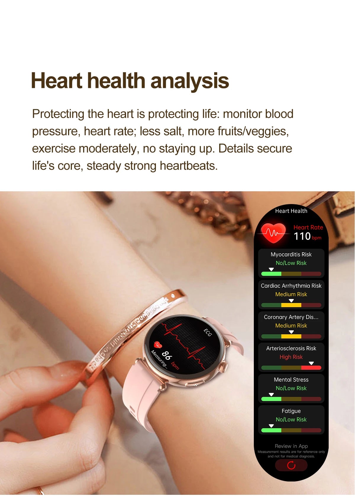 2026 New Women's Health Care Smartwatch ECG Blood Pressure Uric Acid Blood Lipids Sports IP68K Bluetooth call Fashion Smartwatch