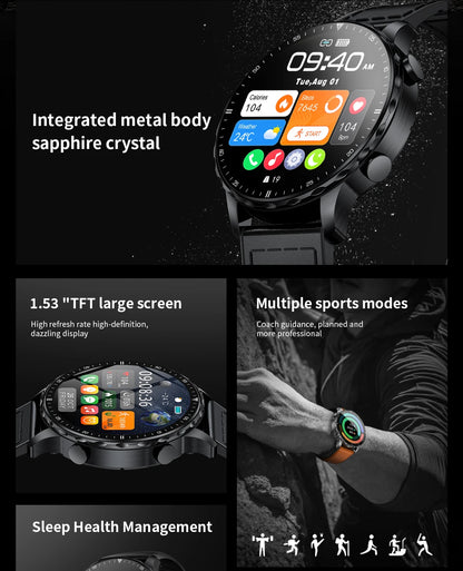 LIGE 2026 New Outdoor Sports Smart Watch Men 1.85“ HD Screen Heart Rate Bluetooth Call IP68 Waterproof Business Smartwatch Men