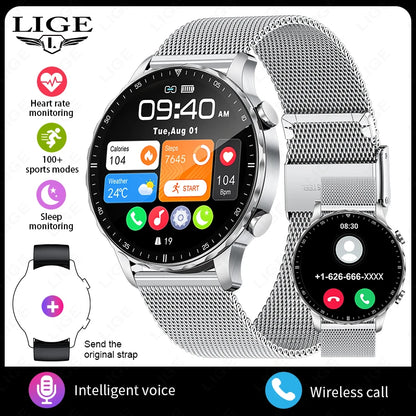 LIGE 2026 New Outdoor Sports Smart Watch Men 1.85“ HD Screen Heart Rate Bluetooth Call IP68 Waterproof Business Smartwatch Men
