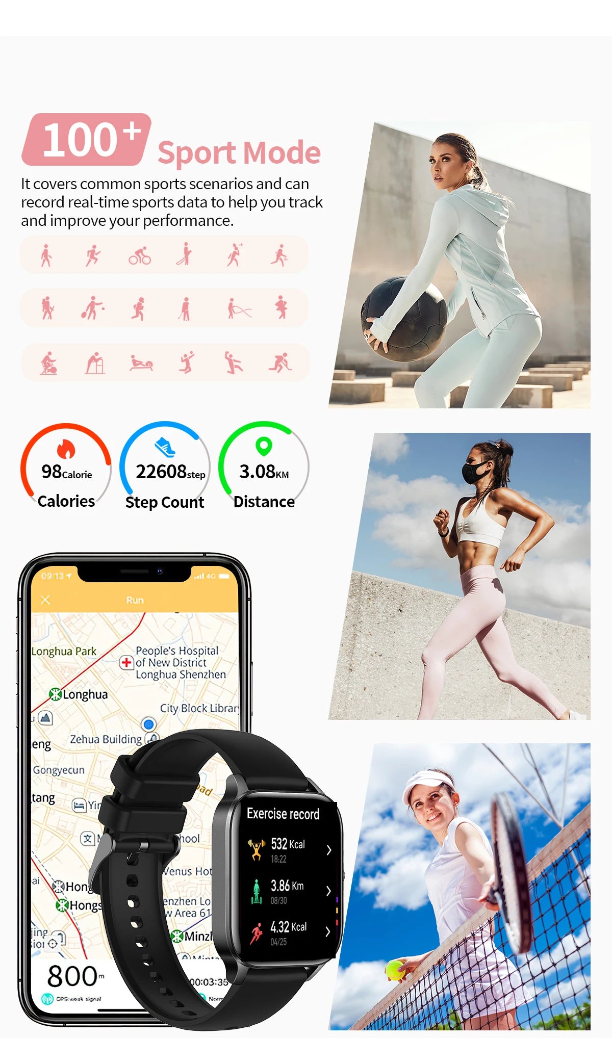 Smart Watch avec Suivi Rythme Cardiaque