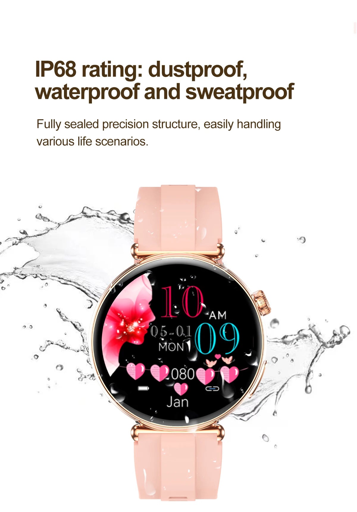 2026 New Women's Health Care Smartwatch ECG Blood Pressure Uric Acid Blood Lipids Sports IP68K Bluetooth call Fashion Smartwatch