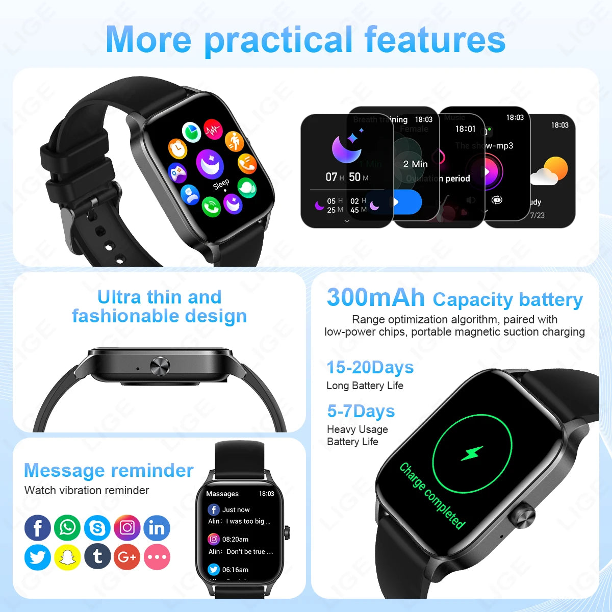 Smart Watch avec Suivi Rythme Cardiaque