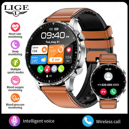 LIGE 2026 New Outdoor Sports Smart Watch Men 1.85“ HD Screen Heart Rate Bluetooth Call IP68 Waterproof Business Smartwatch Men