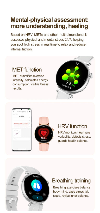 2026 New Women's Health Care Smartwatch ECG Blood Pressure Uric Acid Blood Lipids Sports IP68K Bluetooth call Fashion Smartwatch