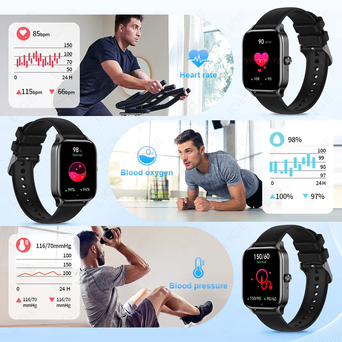 Smart Watch avec Suivi Rythme Cardiaque