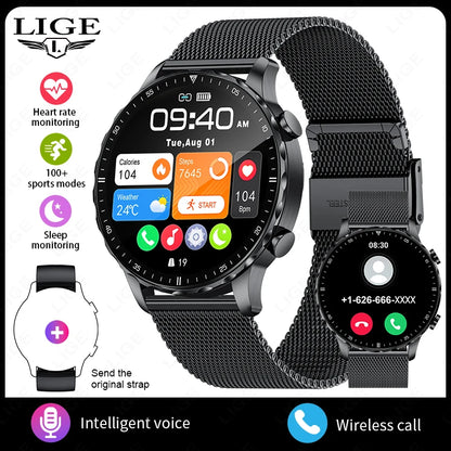 LIGE 2026 New Outdoor Sports Smart Watch Men 1.85“ HD Screen Heart Rate Bluetooth Call IP68 Waterproof Business Smartwatch Men