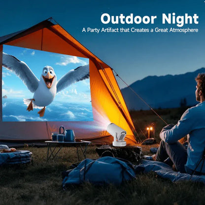 mini video projecteur a l'extérieur film campings 