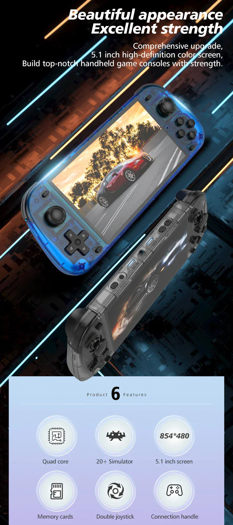 Zarriver Console Portable R50S HD 5.1" Rétro Gaming 2025 | Arcade Pro