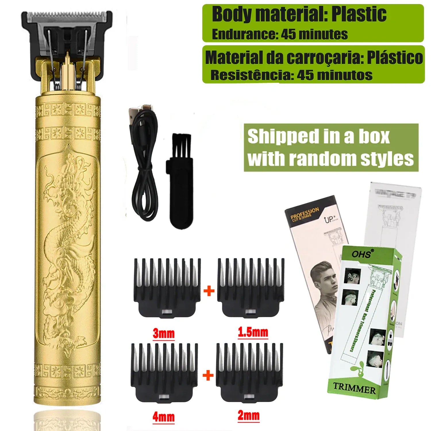 Zarriver OHS H2 DRAGON T9 Hair Clipper Repair Beard Shaving Body Hair Trimmer Clippers Electric Machine Men Haircut Machine 0mm Barber Shaver