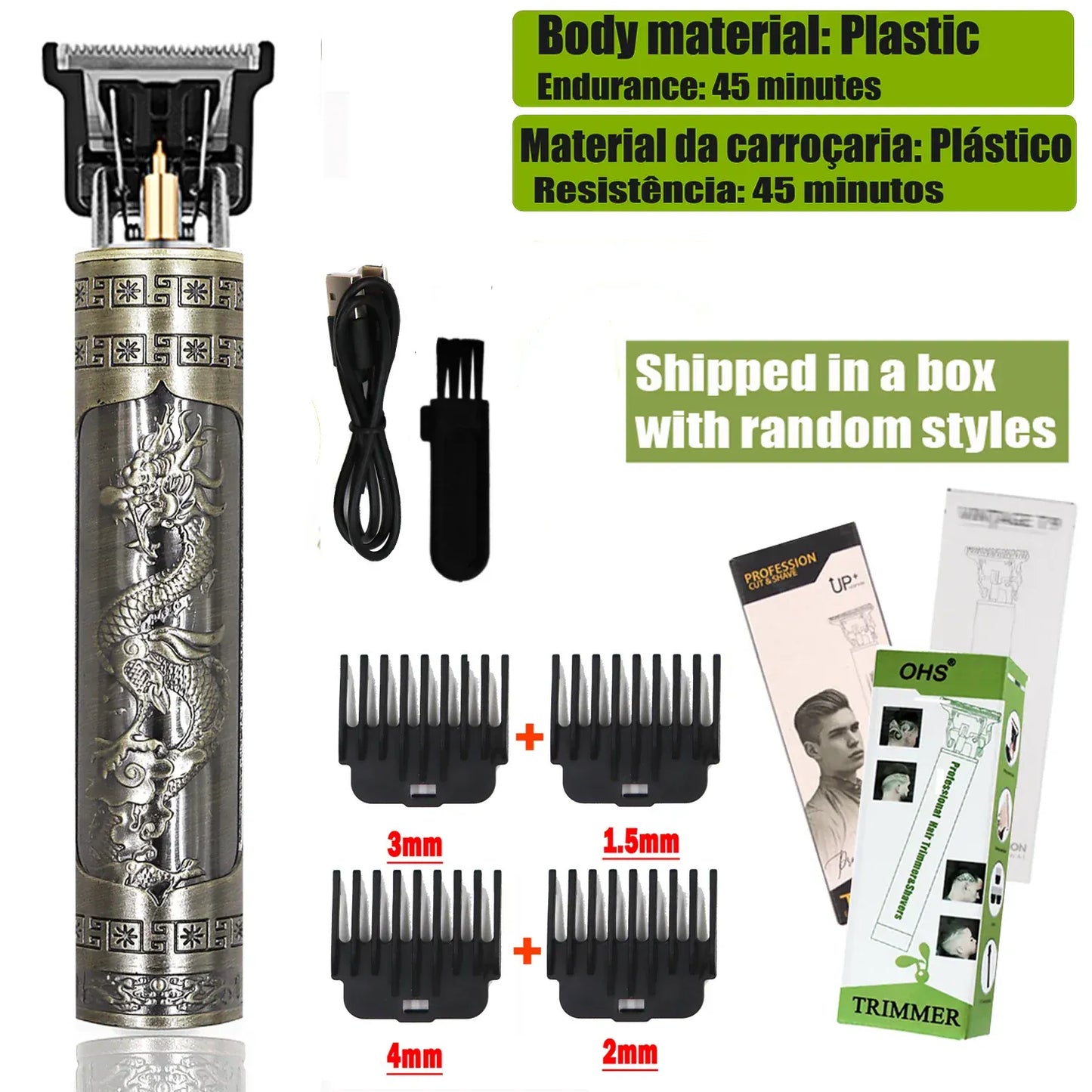Zarriver OHS H3 DRAGON T9 Hair Clipper Repair Beard Shaving Body Hair Trimmer Clippers Electric Machine Men Haircut Machine 0mm Barber Shaver