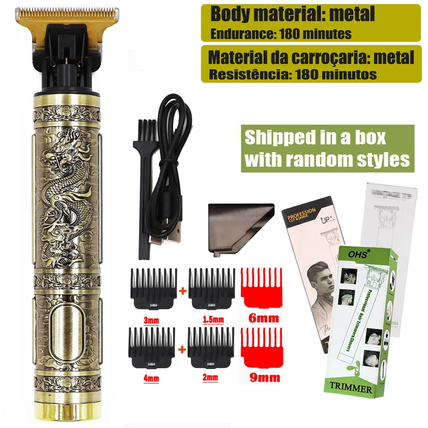 Zarriver OHS S3 DRAGON T9 Hair Clipper Repair Beard Shaving Body Hair Trimmer Clippers Electric Machine Men Haircut Machine 0mm Barber Shaver