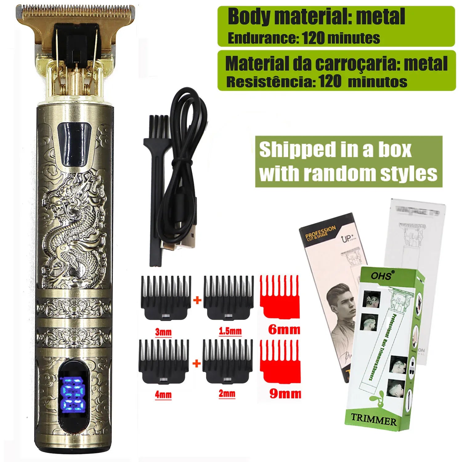 Zarriver OHS SL1 DRAGON T9 Hair Clipper Repair Beard Shaving Body Hair Trimmer Clippers Electric Machine Men Haircut Machine 0mm Barber Shaver