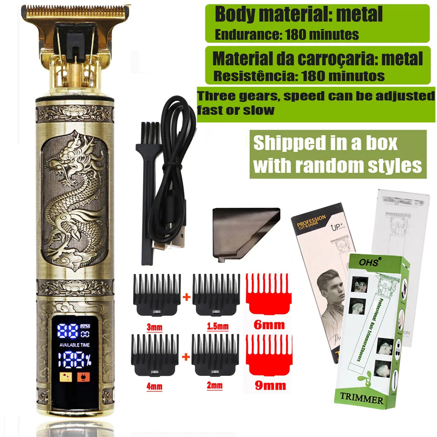 Zarriver OHS SL2 DRAGON T9 Hair Clipper Repair Beard Shaving Body Hair Trimmer Clippers Electric Machine Men Haircut Machine 0mm Barber Shaver