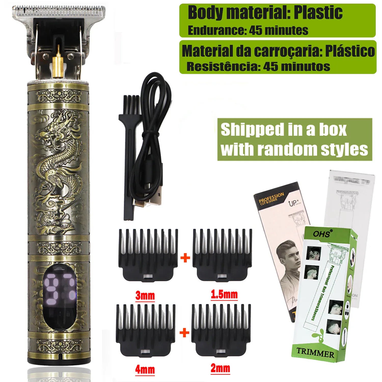 Zarriver OHS XL1 DRAGON T9 Hair Clipper Repair Beard Shaving Body Hair Trimmer Clippers Electric Machine Men Haircut Machine 0mm Barber Shaver