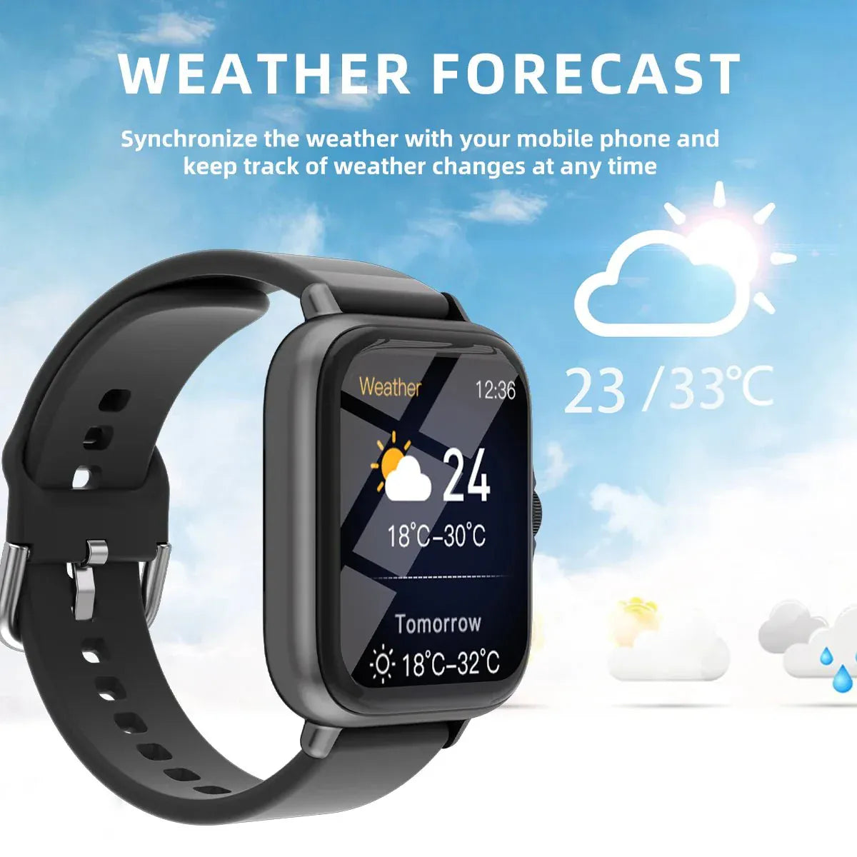 Zarriver TimeScope™ Montre intelligente pour homme et femme, iPhone et Android